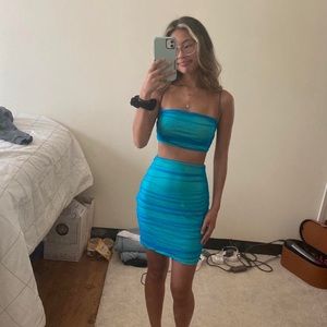 revolve super down blue matching set